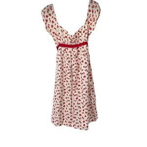 Unique Vintage Union‎ Made White Red Frog Lilypad Print Dress